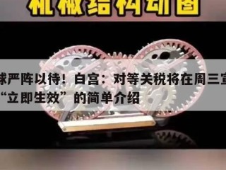 全球严阵以待！白宫：对等关税将在周三宣布后“立即生效”的简单介绍